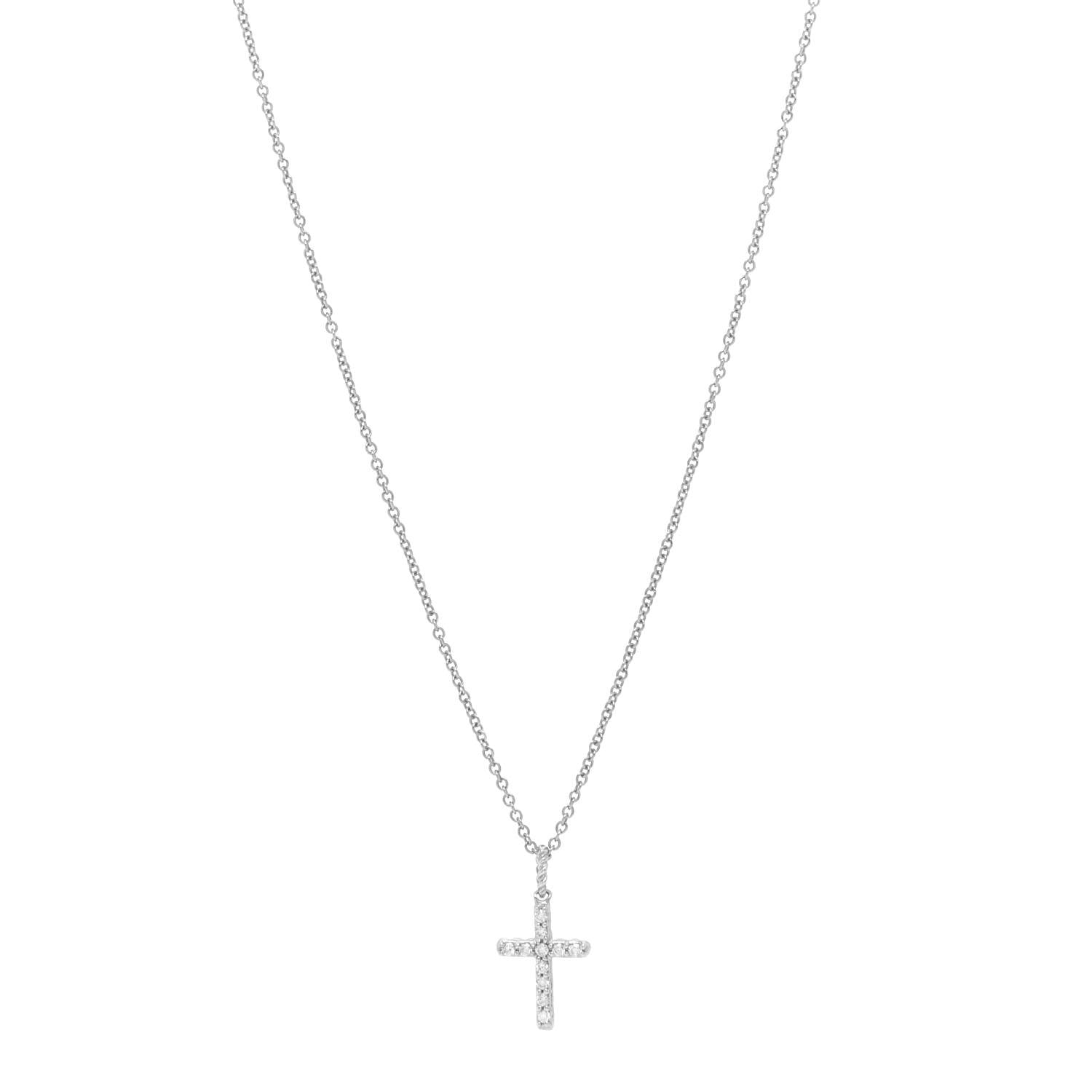 David Yurman 18K White Gold Diamond Cable Collectibles Cross Necklace 1 of 6