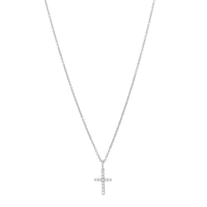 David Yurman 18K White Gold Diamond Cable Collectibles Cross Necklace 1 of 6