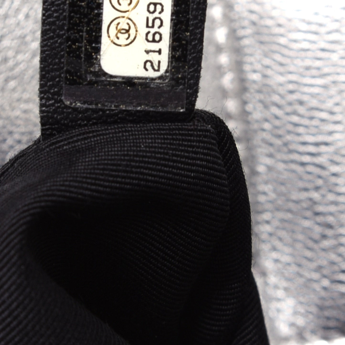 Metallic Goatskin Calfskin Bi-Color Large Boy Tote Black Silver