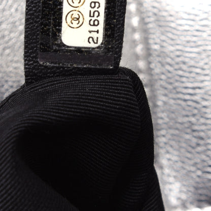 Chanel Metallic Goatskin Calfskin Bi-Color Large Boy Tote Black Silver 9 of 16