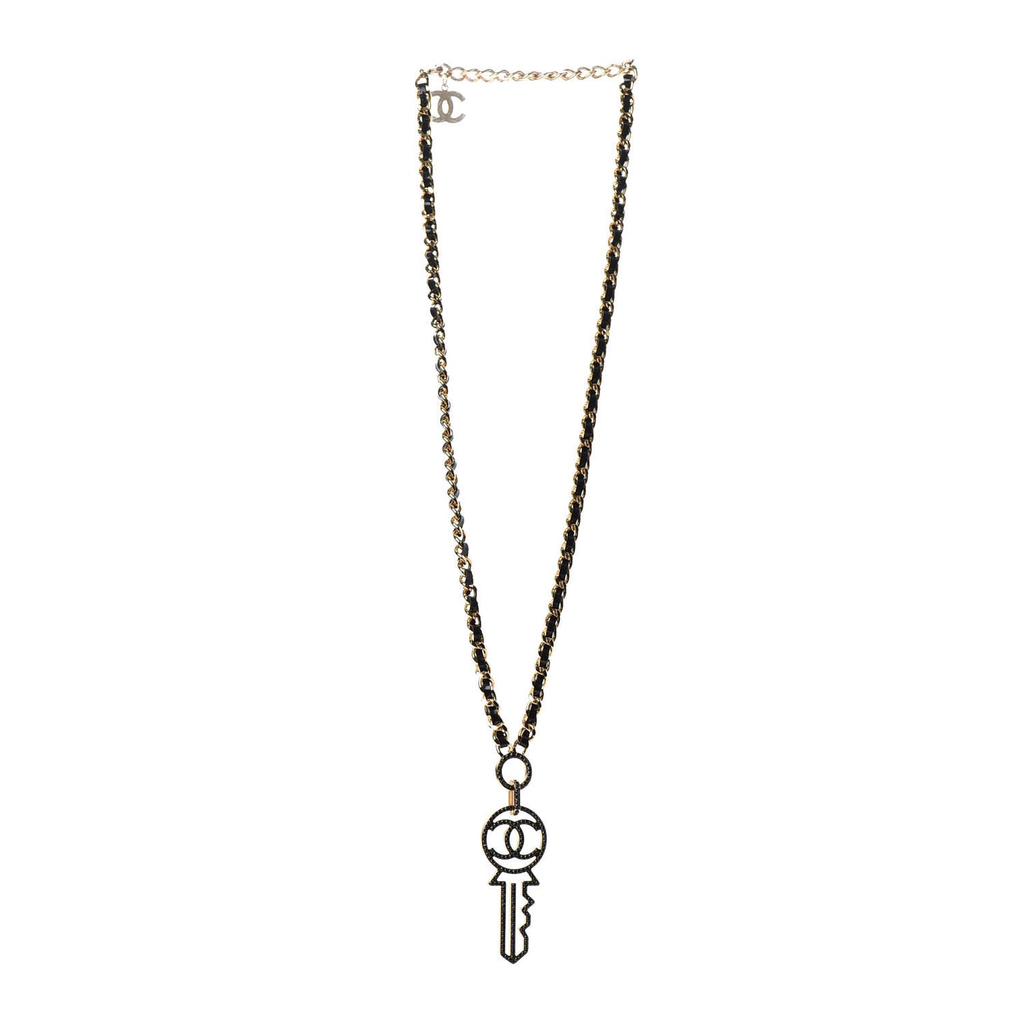 Patent Crystal Key Necklace Gold Black