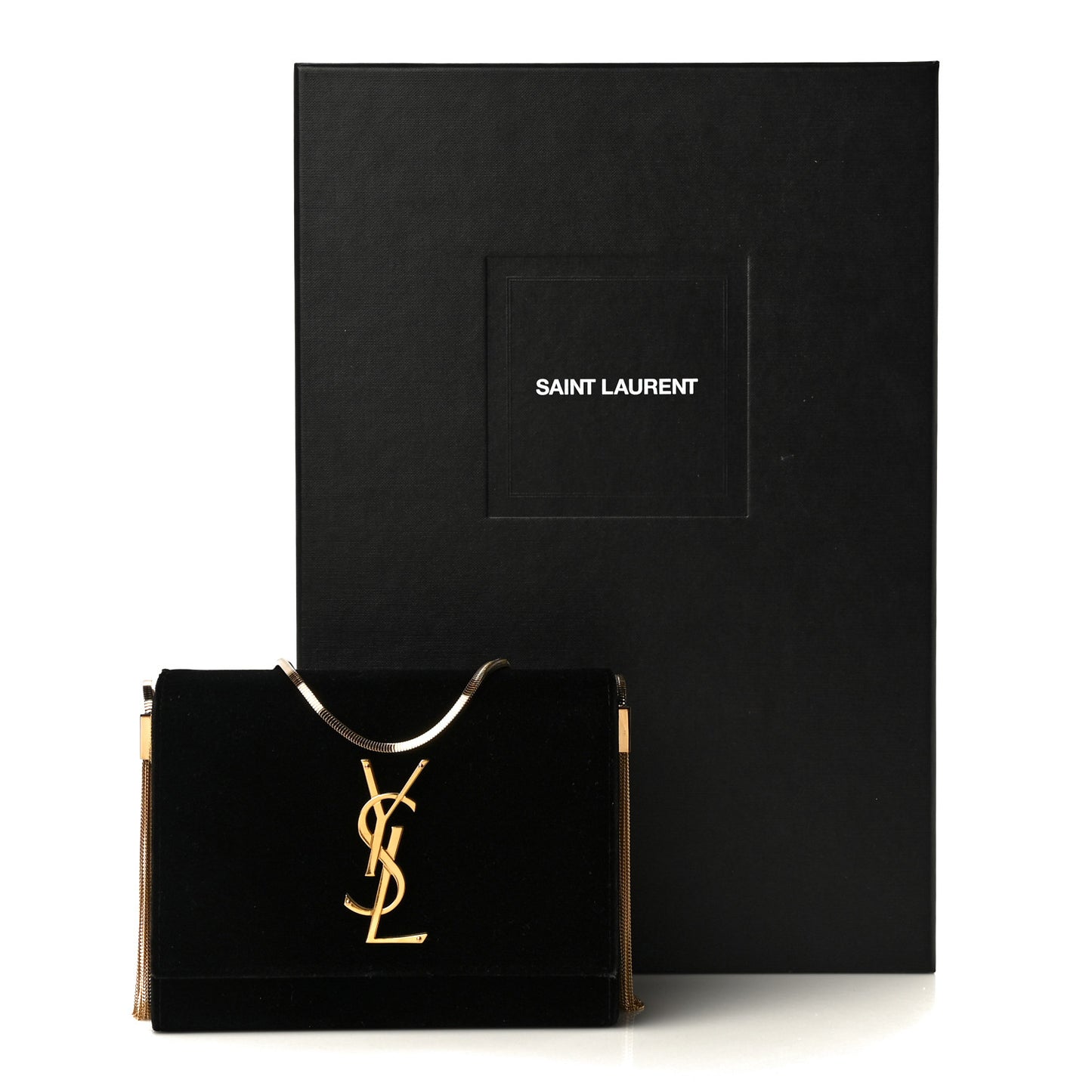 Velvet Monogram Small Kate Slide Chain Crossbody Box Bag Black