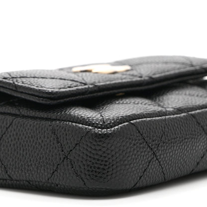 Chanel Caviar Quilted Mini Pearl On Top Coin Purse With Chain Black 10 of 11