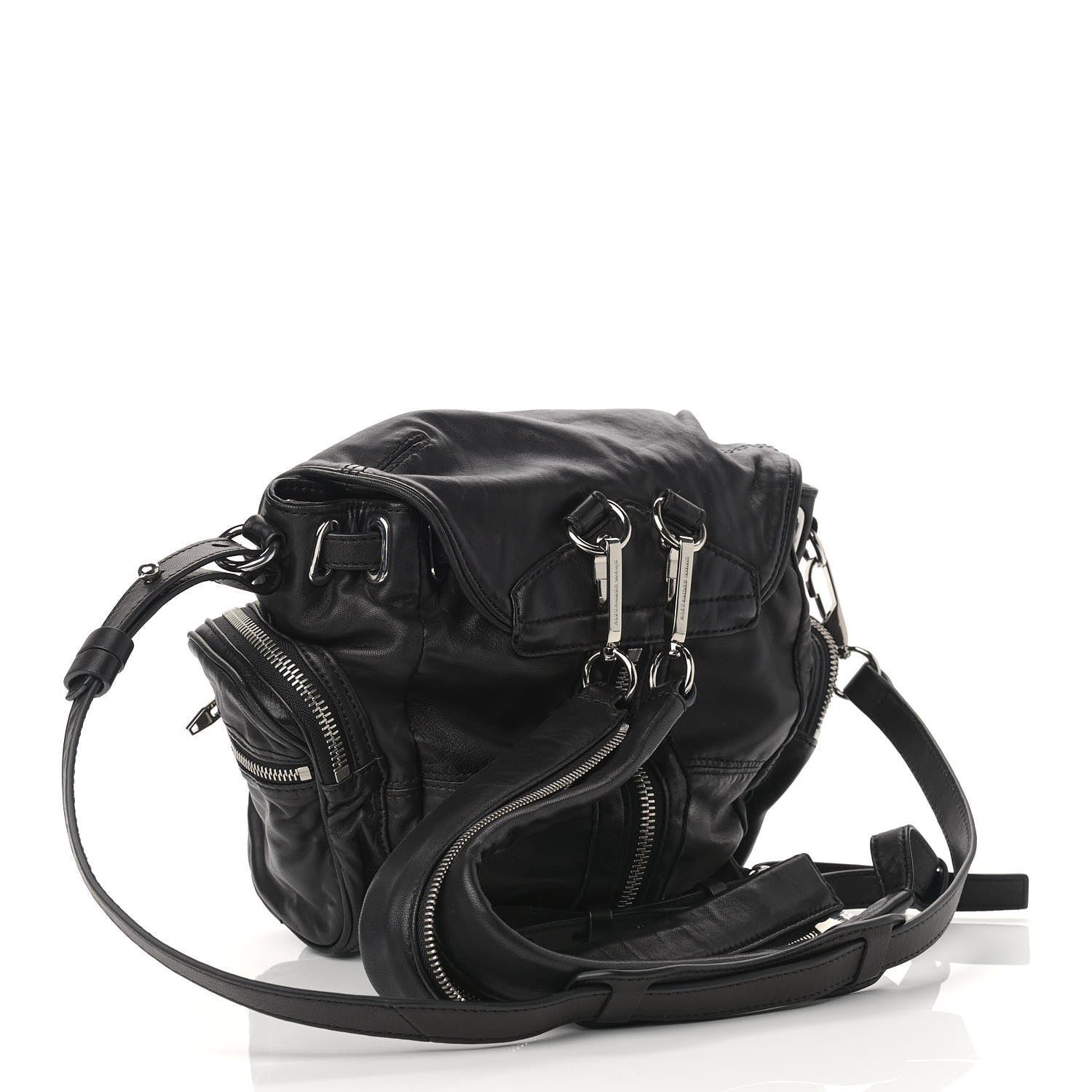 Alexander Wang Lambskin Marti Backpack Bag Washed Black Rhodium Hardware 3 of 8
