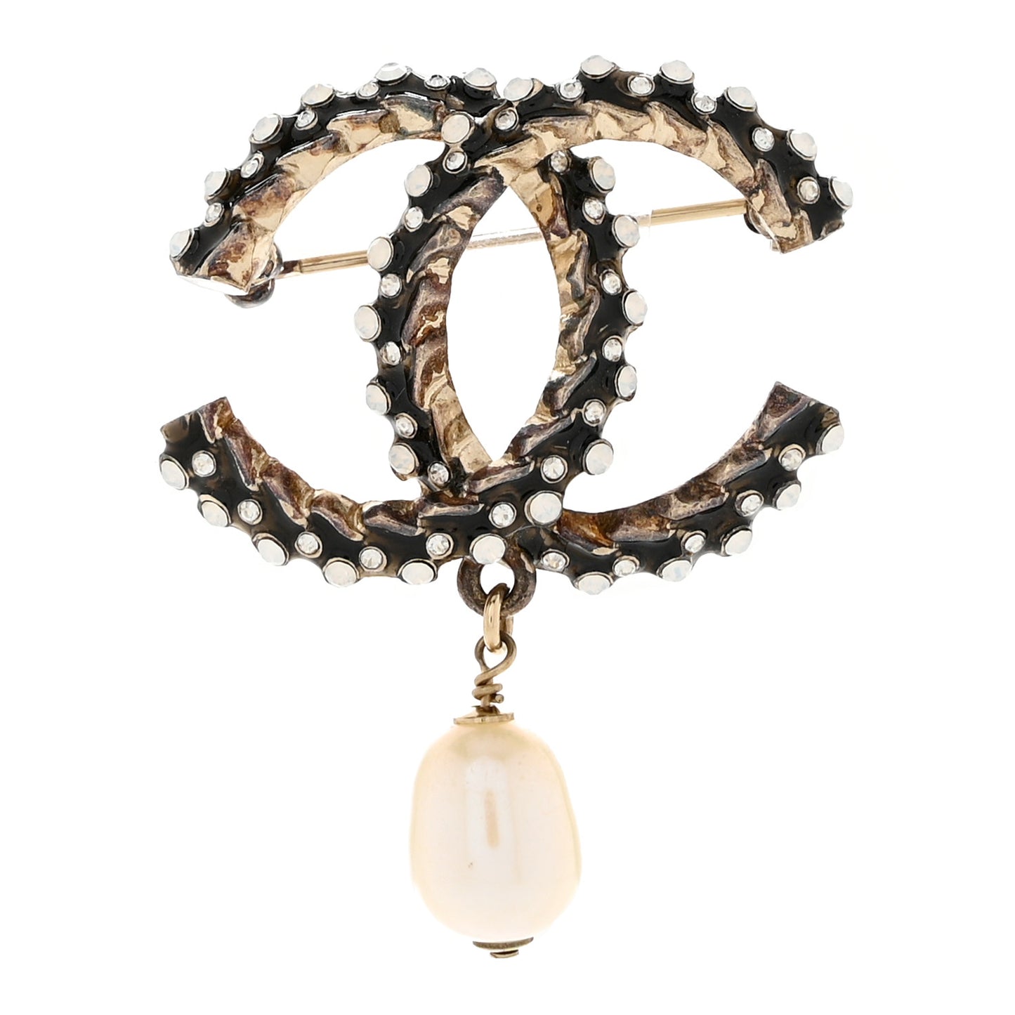 Crystal Pearl Drop CC Brooch