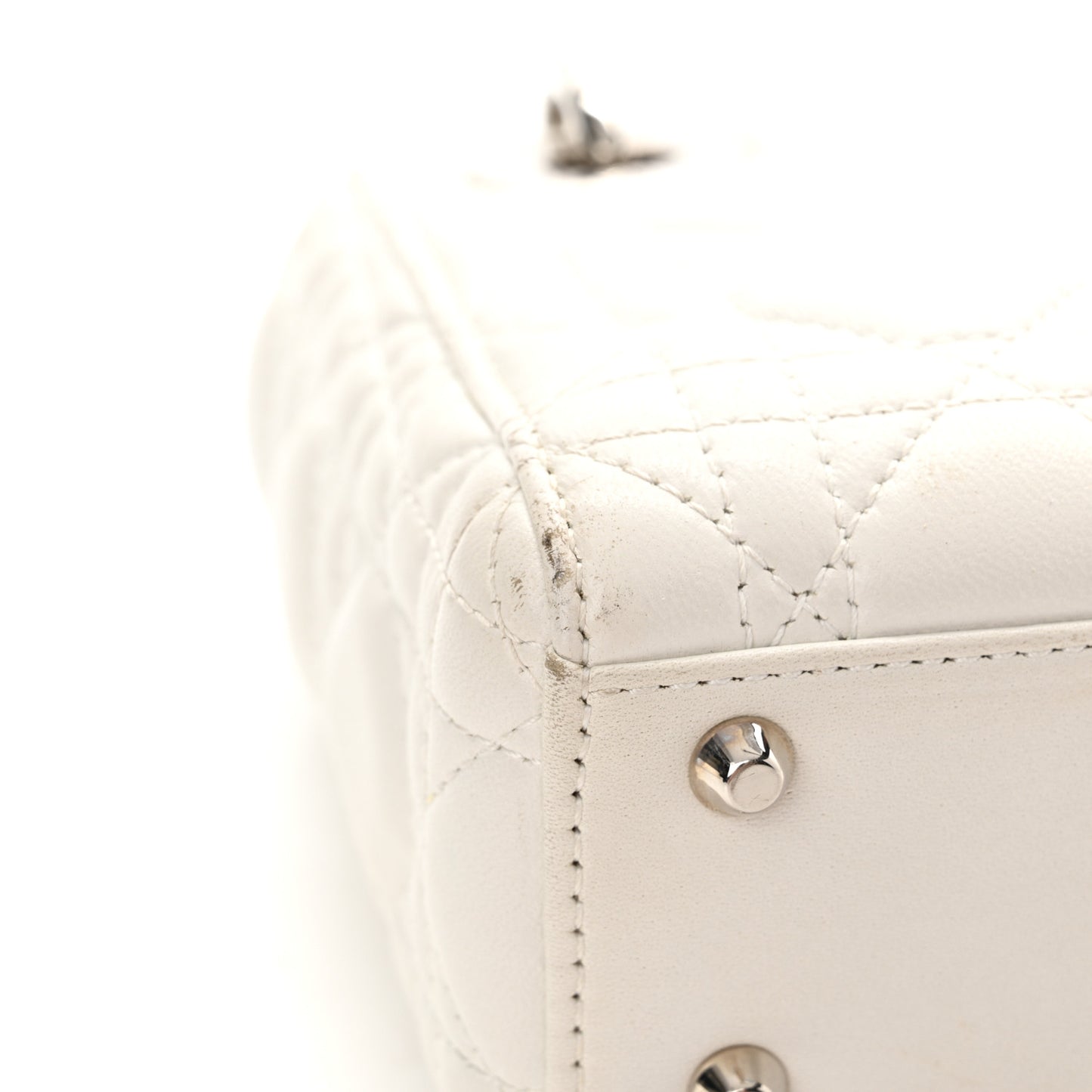 Lambskin Cannage Mini Lady Dior White