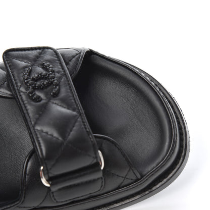 Chanel Lambskin Velcro Dad Sandals 36.5 Black 11 of 15