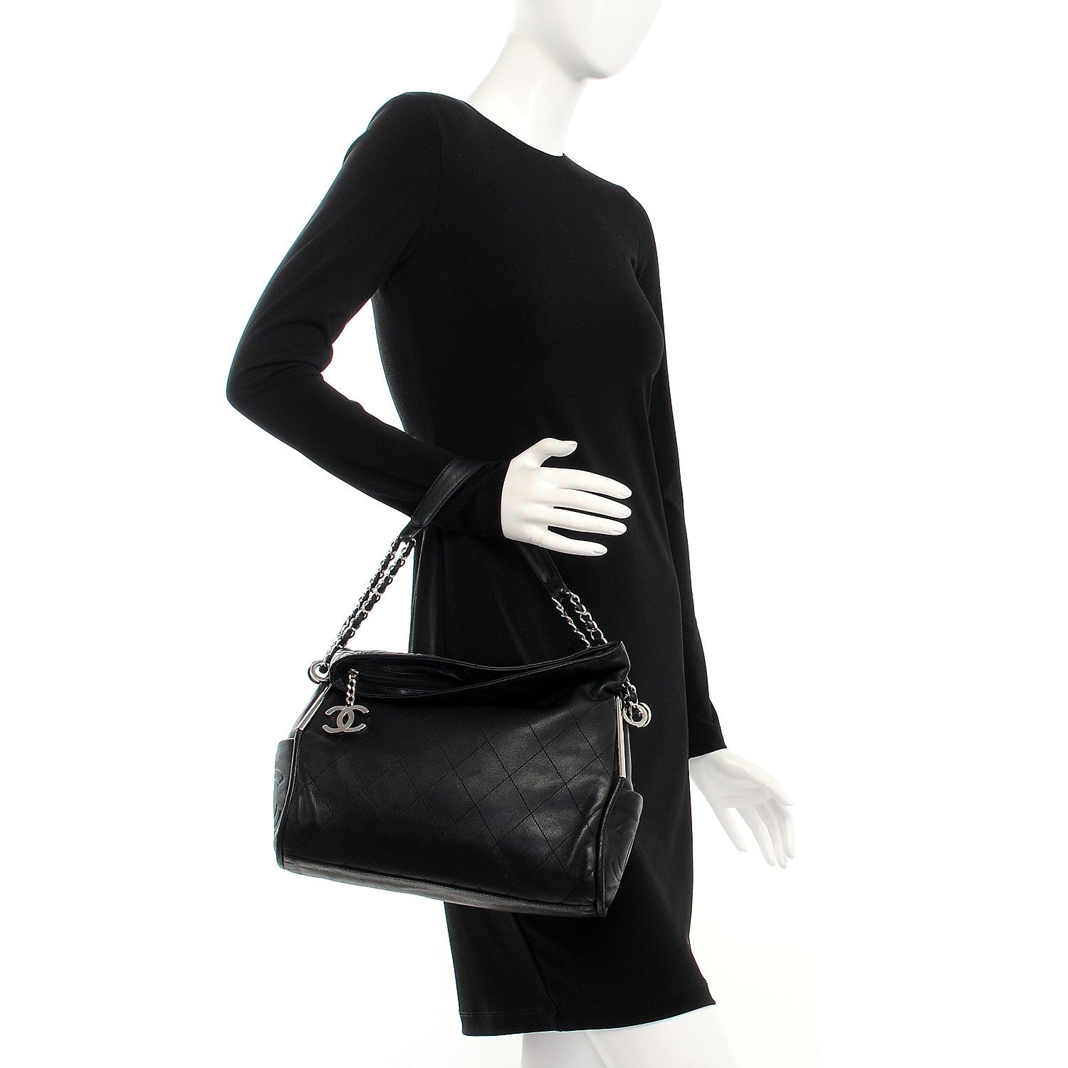 Chanel Lambskin Stitched Medium Ultimate Soft Tote Black 2 of 8