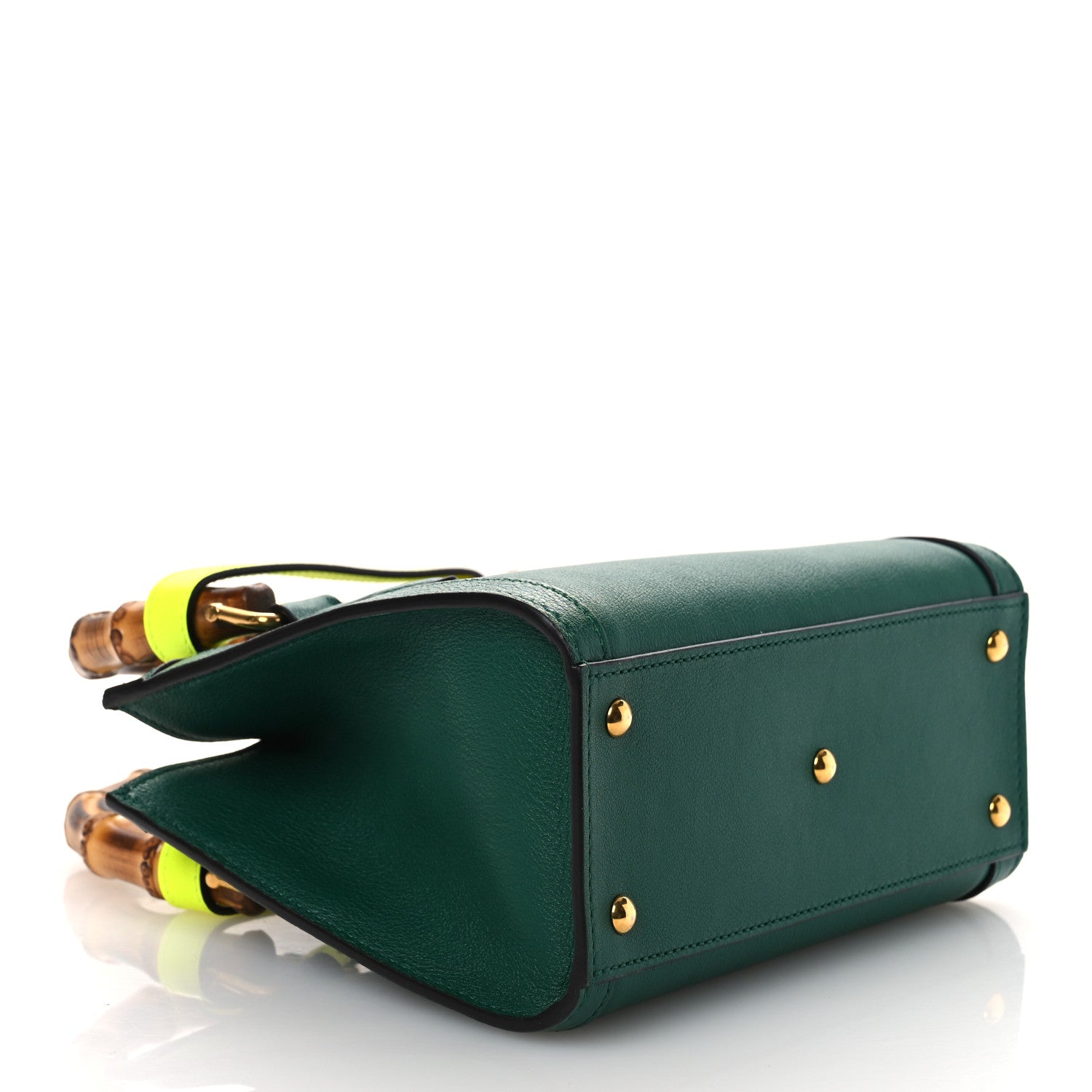Gucci Wonka Grain Calfskin Mini Diana Tote Bag Green Yellow Fluo 4 of 11