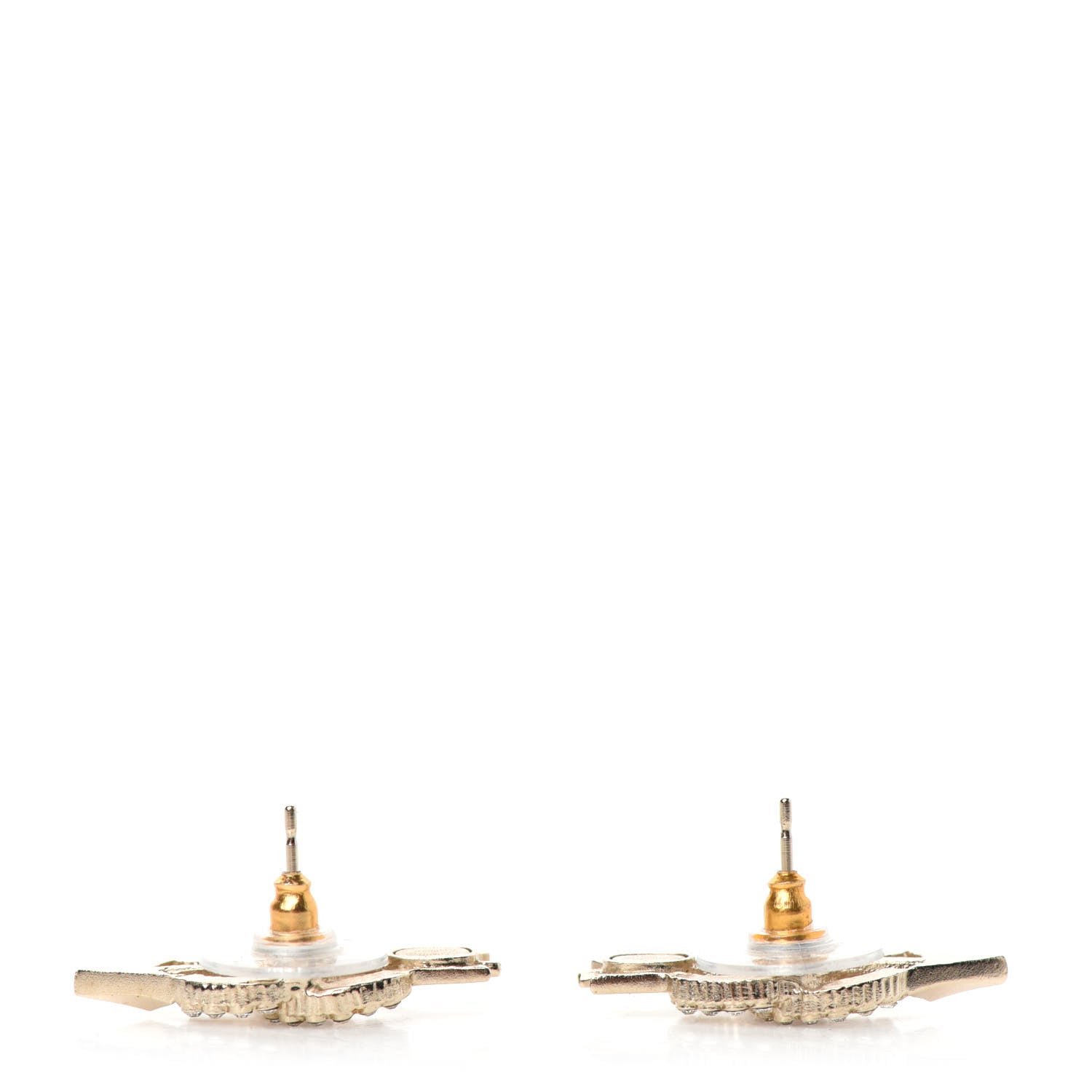 Chanel Metal Crystal CC Arrow Earrings Gold 3 of 5
