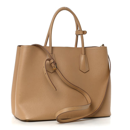 Prada Saffiano Cuir Medium Double Bag Noisette 2 of 16