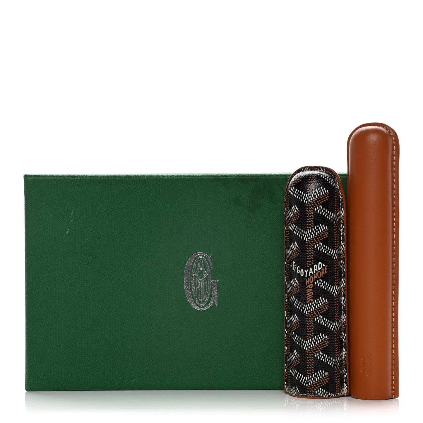 Goyardine Churchill Single Cigar Case Black Gold