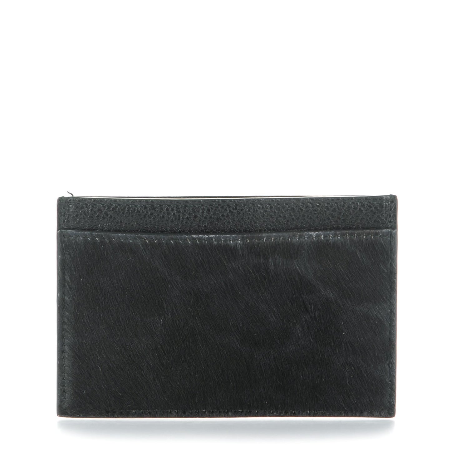 Leopard Print Pony Hair Card Case Black
