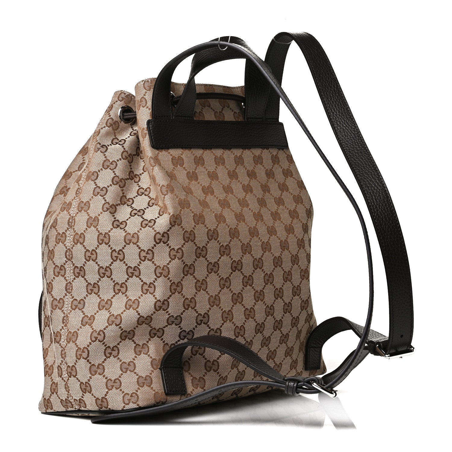 Gucci Monogram Dollar Calfskin O Drawstring Backpack Beige Ebony Testa di Moro Dark Chocolate 3 of 10
