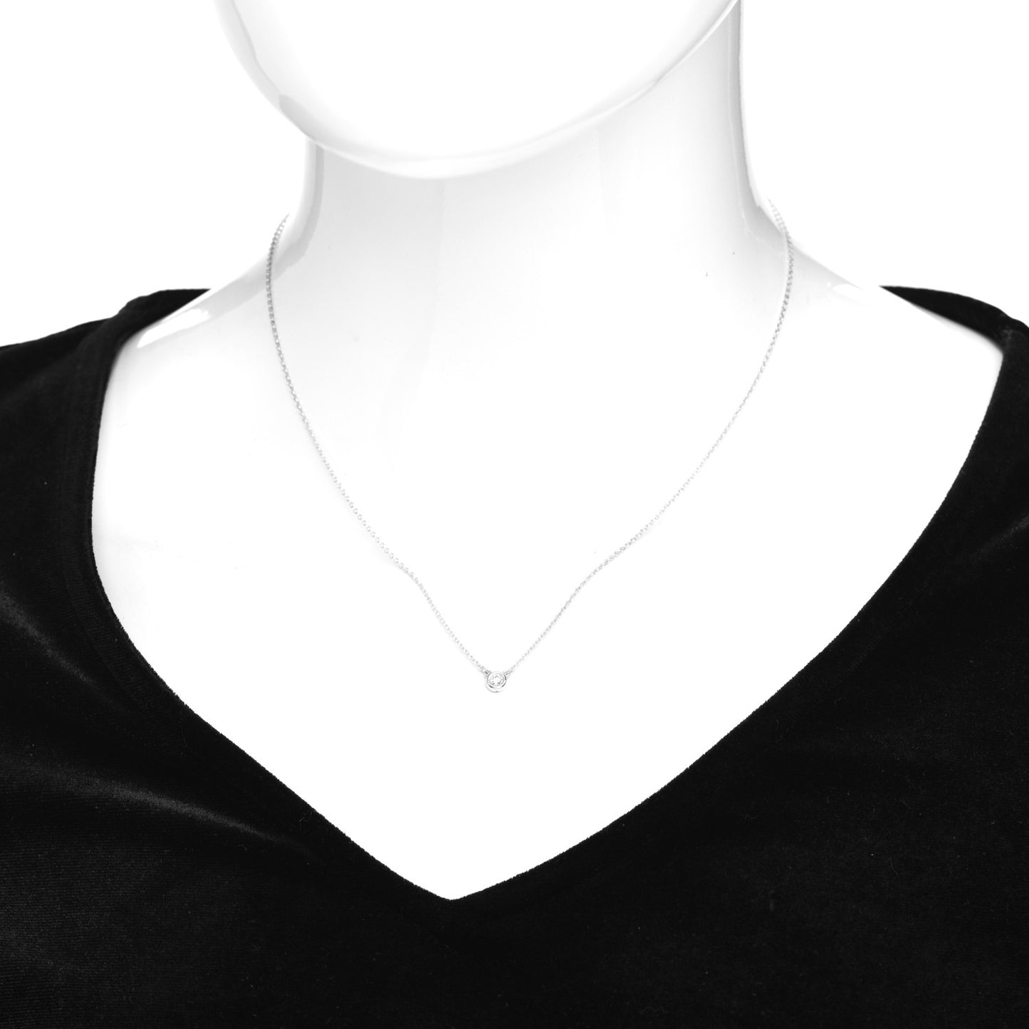 Sterling Silver Diamond .08ct Elsa Peretti Diamonds by the Yard Pendant Necklace