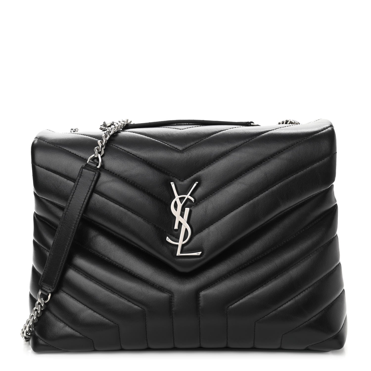 Saint Laurent Calfskin Y Quilted Monogram Medium Loulou Chain Satchel Black 1 of 11