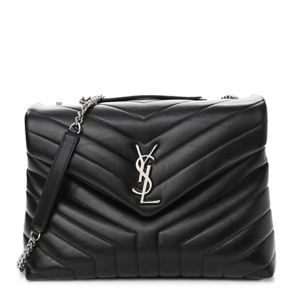 Saint Laurent Calfskin Y Quilted Monogram Medium Loulou Chain Satchel Black 1 of 11