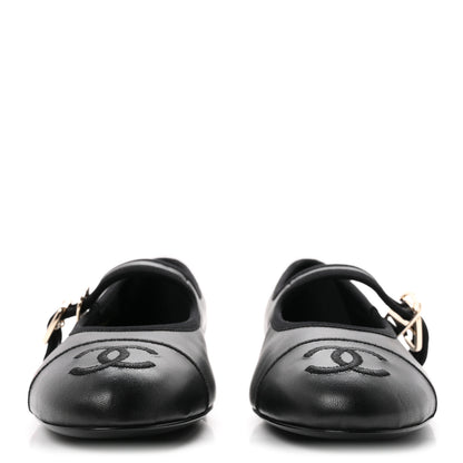 Chanel Lambskin Mary Jane Flats 35.5 Black 3 of 10