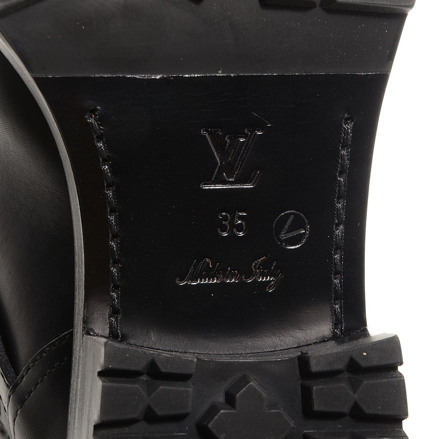 Louis Vuitton Calfskin Embossed Monogram Rebellion Half Boots 35 Black 6 of 7
