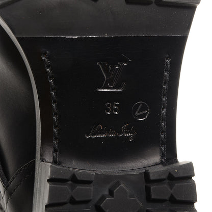 Louis Vuitton Calfskin Embossed Monogram Rebellion Half Boots 35 Black 6 of 7