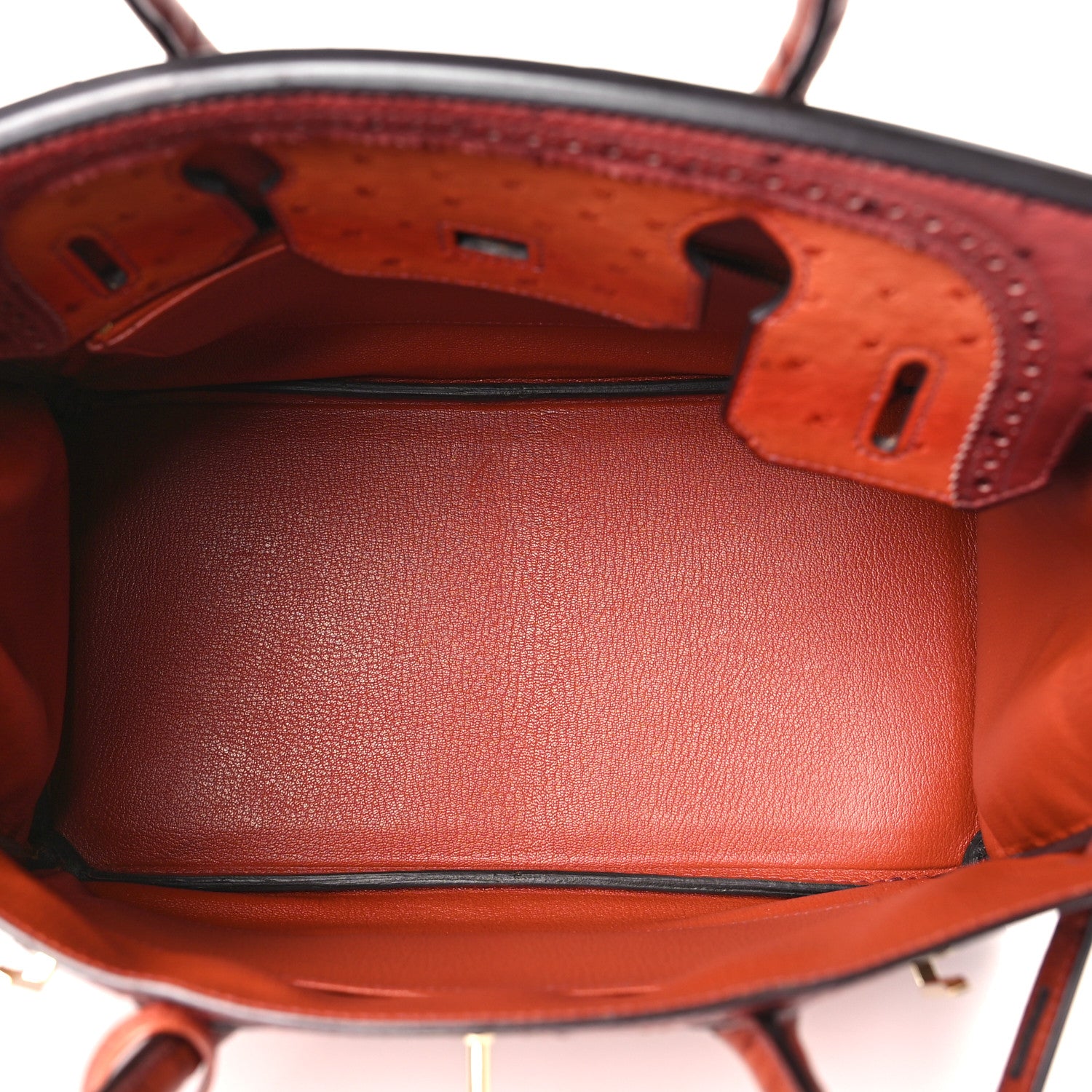 Hermes Ostrich Ghillies Birkin 30 Brique Rouge H 5 of 10
