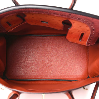 Hermes Ostrich Ghillies Birkin 30 Brique Rouge H 5 of 10