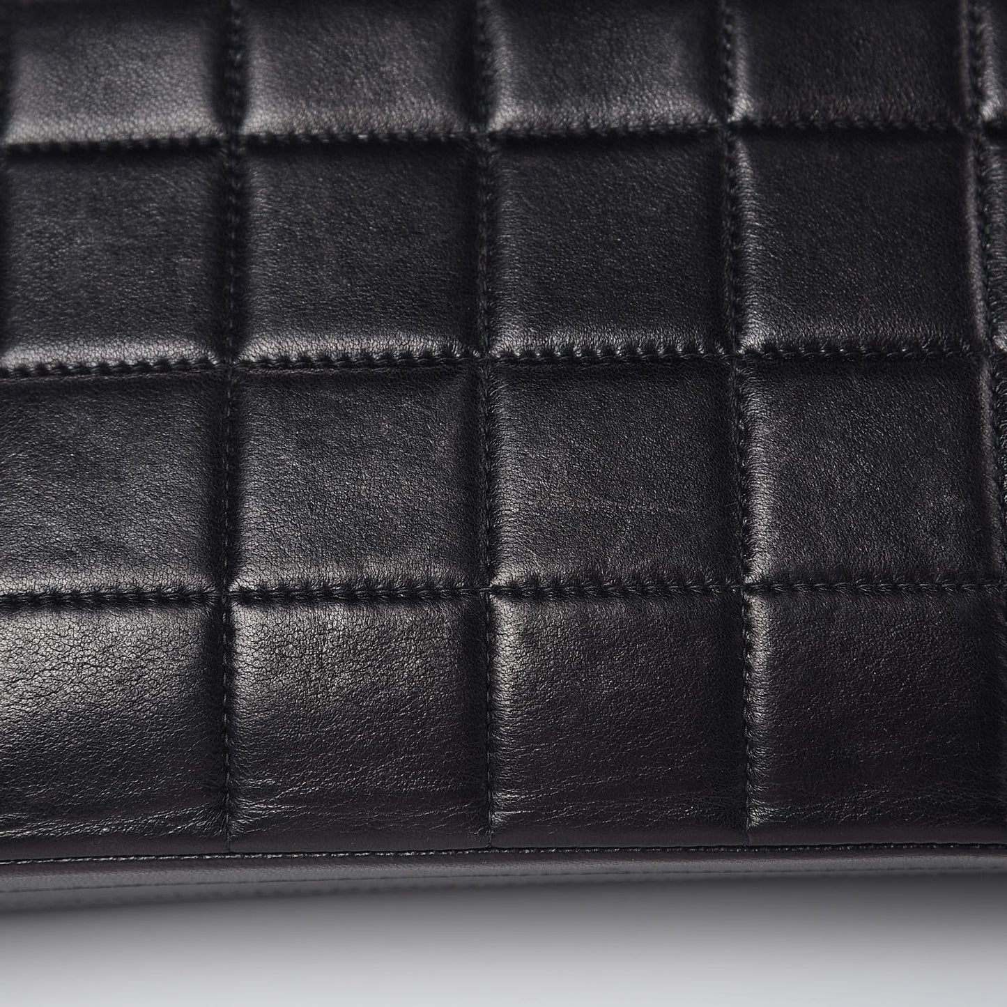Lambskin Quilted Crystal Chocolate Bar Charm Flap Black