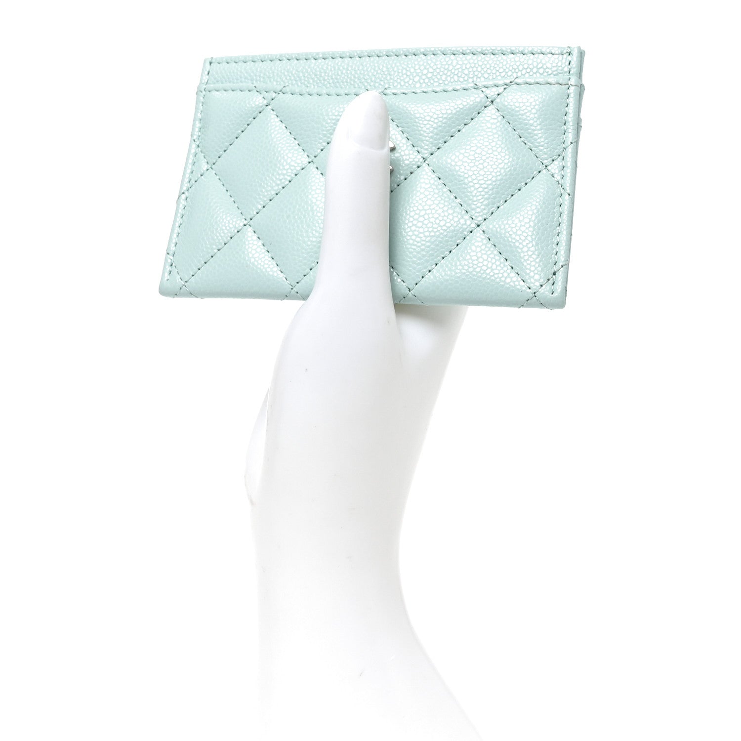 Chanel Caviar Quilted Card Holder Light Blue 2 of 9
