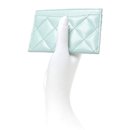 Chanel Caviar Quilted Card Holder Light Blue 2 of 9
