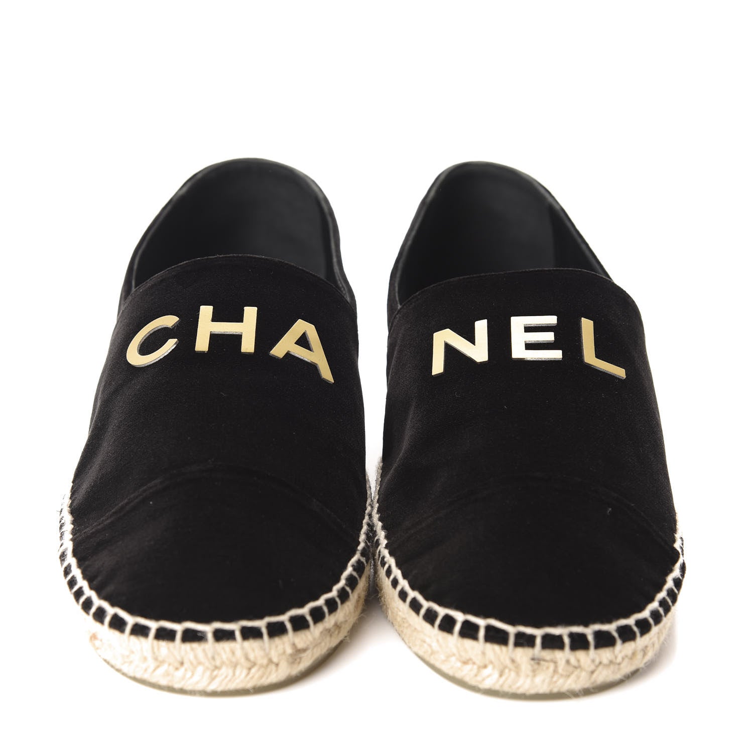 Chanel Velvet Logo Espadrilles 42 Black 2 of 9