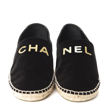 Chanel Velvet Logo Espadrilles 42 Black 2 of 9