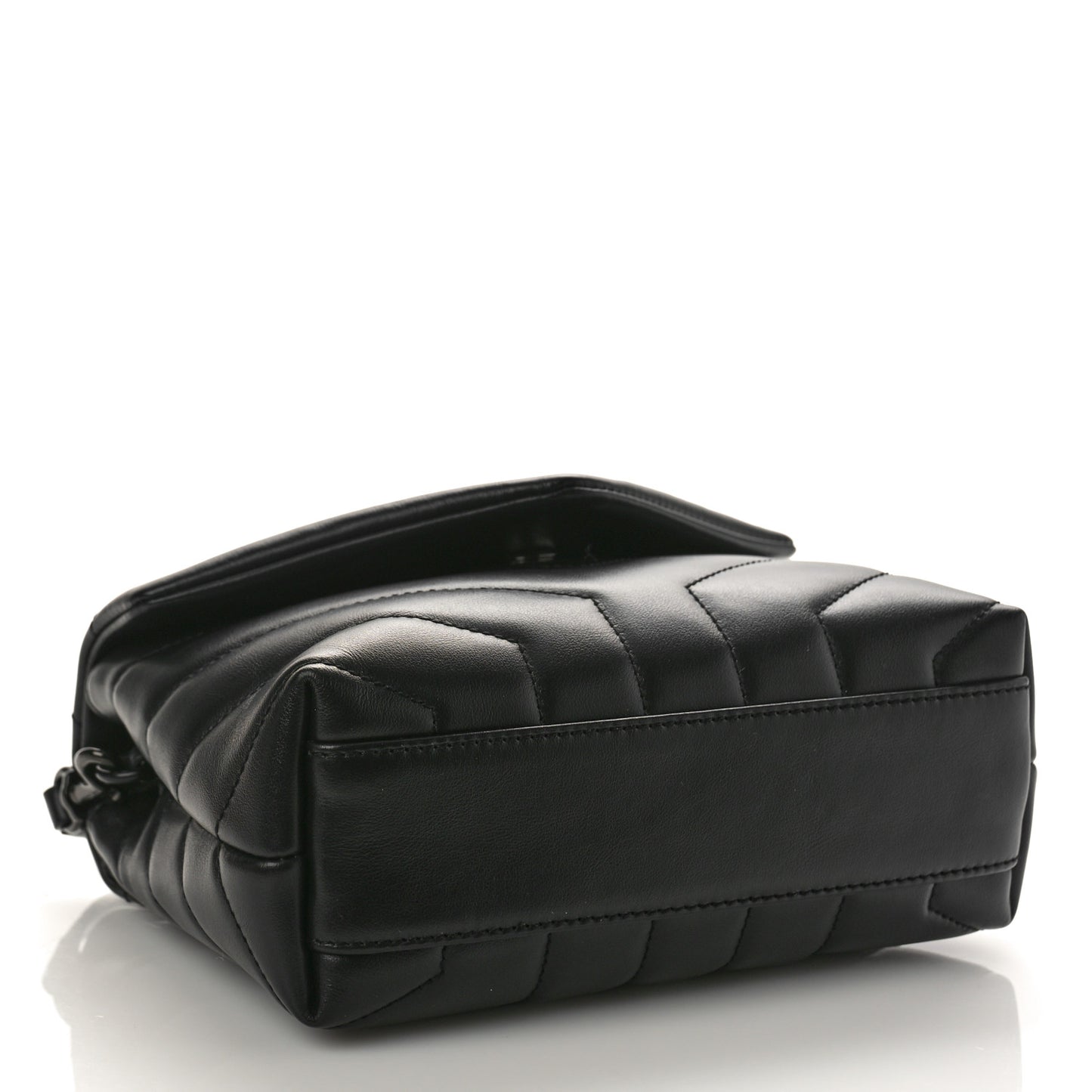 Calfskin Y Quilted Monogram Monochrome Toy Loulou Crossbody Bag Black