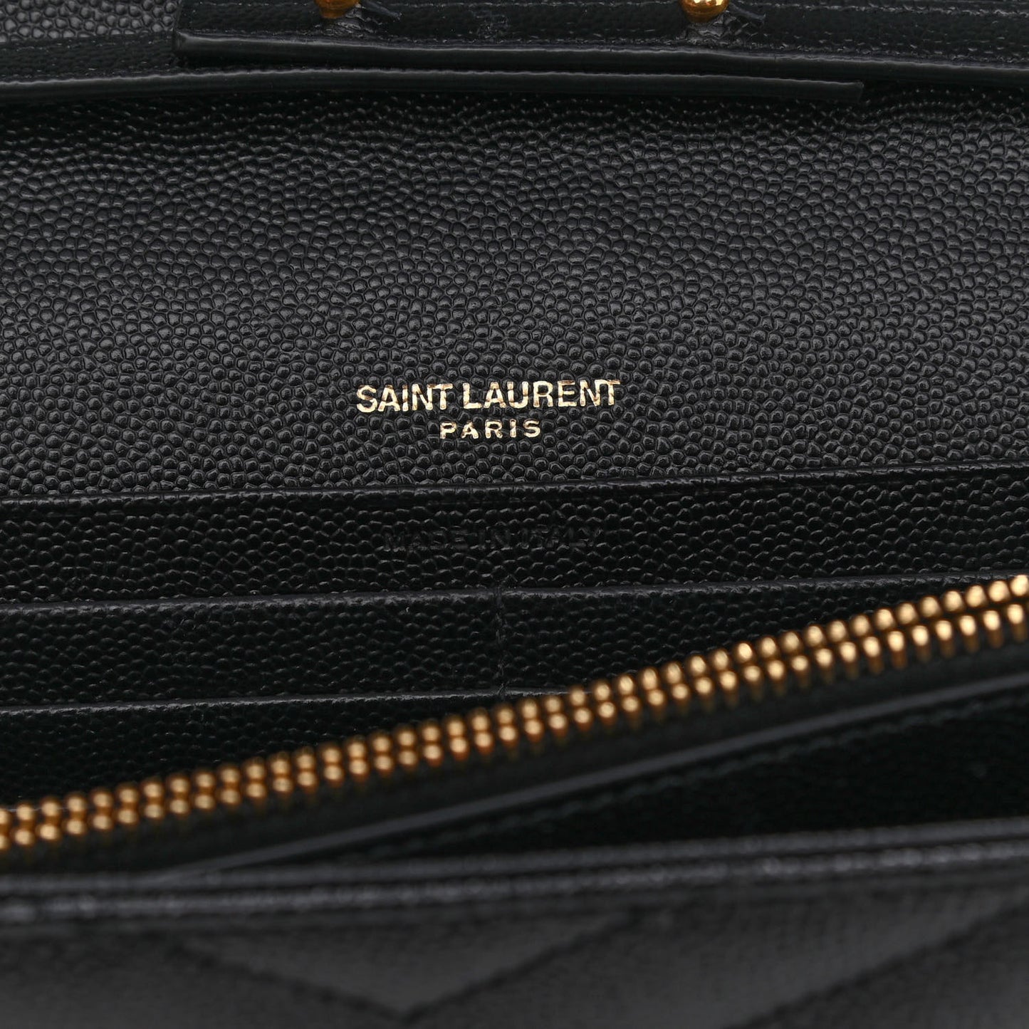 Grain De Poudre Matelasse Chevron Monogram Chain Wallet Black