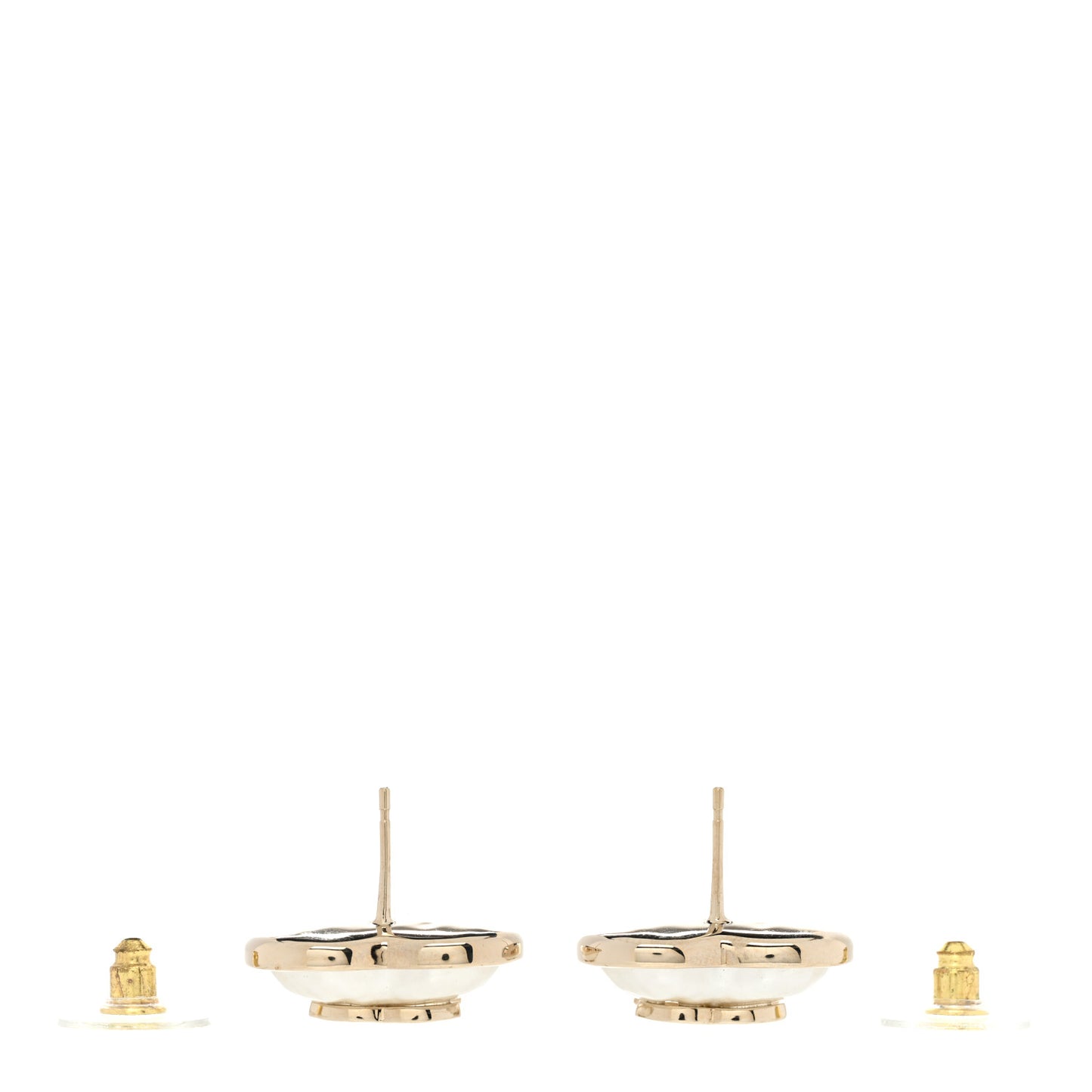 Pearl CC Heart Earrings Gold