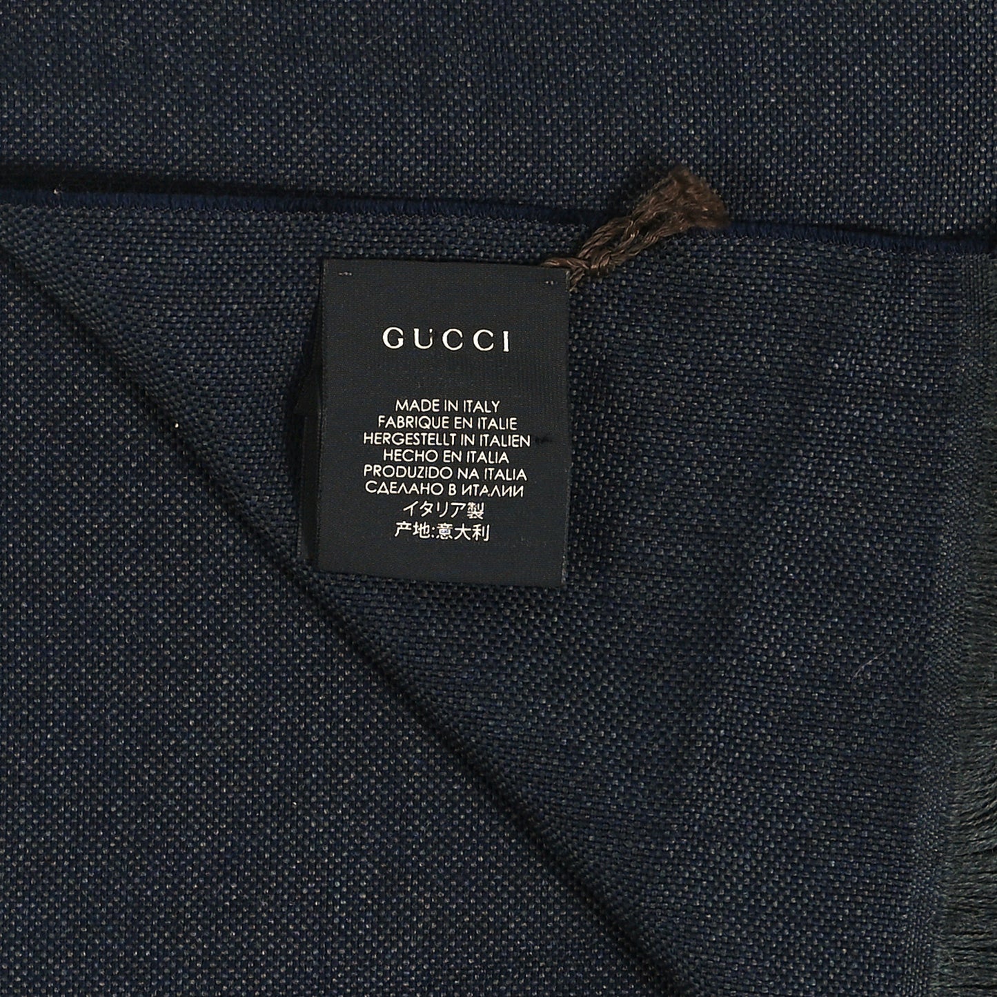 Wool GG Monogram HalfGG Fringe Scarf Anthracite Black