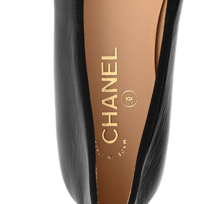 Chanel Lambskin Patent Cap Toe Ballerina Flats 40 Black 8 of 10