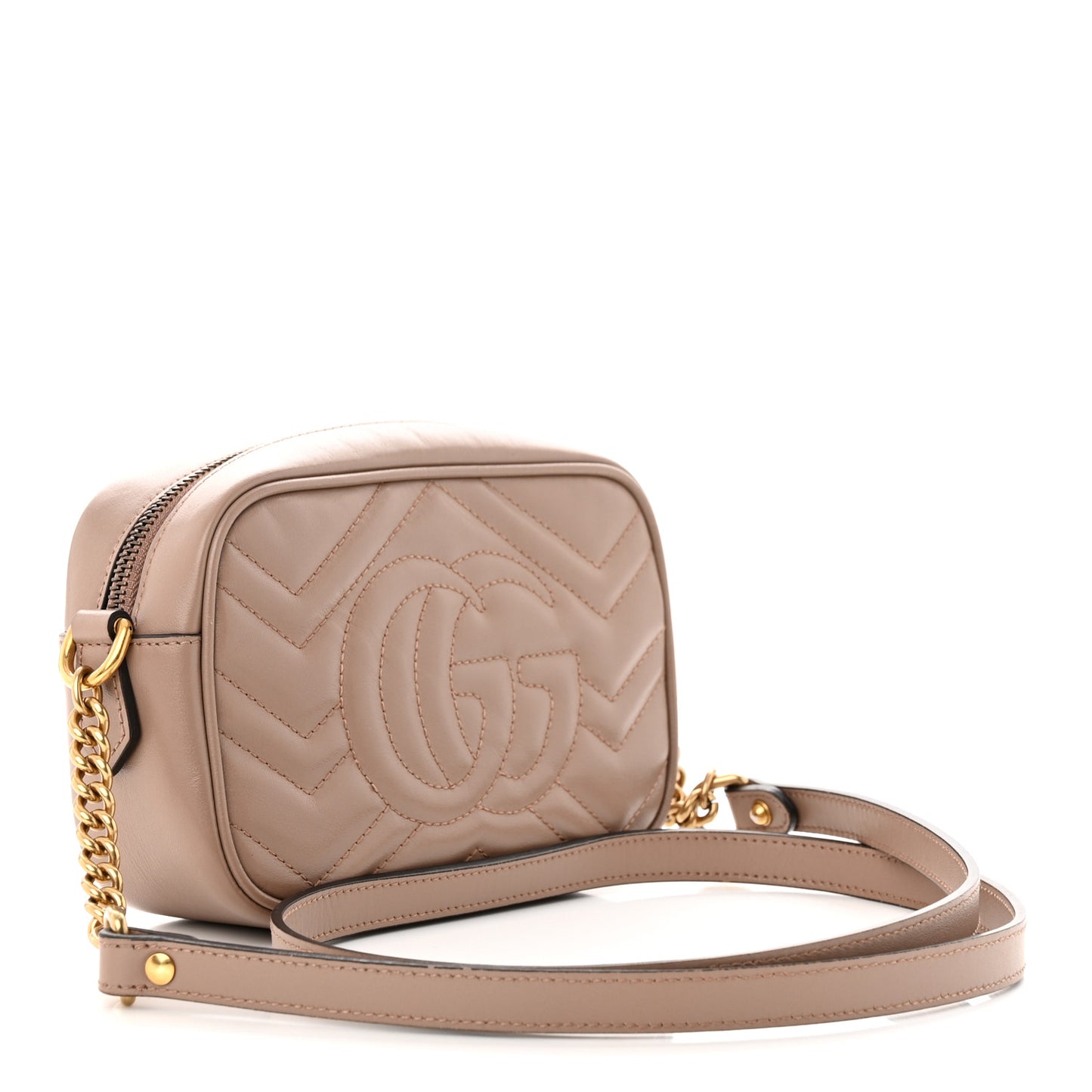 Calfskin Matelasse Mini GG Marmont Chain Shoulder Bag Porcelain Rose