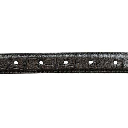 Saint Laurent Calfskin Crocodile Embossed Monogram Passant Buckle Belt 95 38 Black 4 of 10