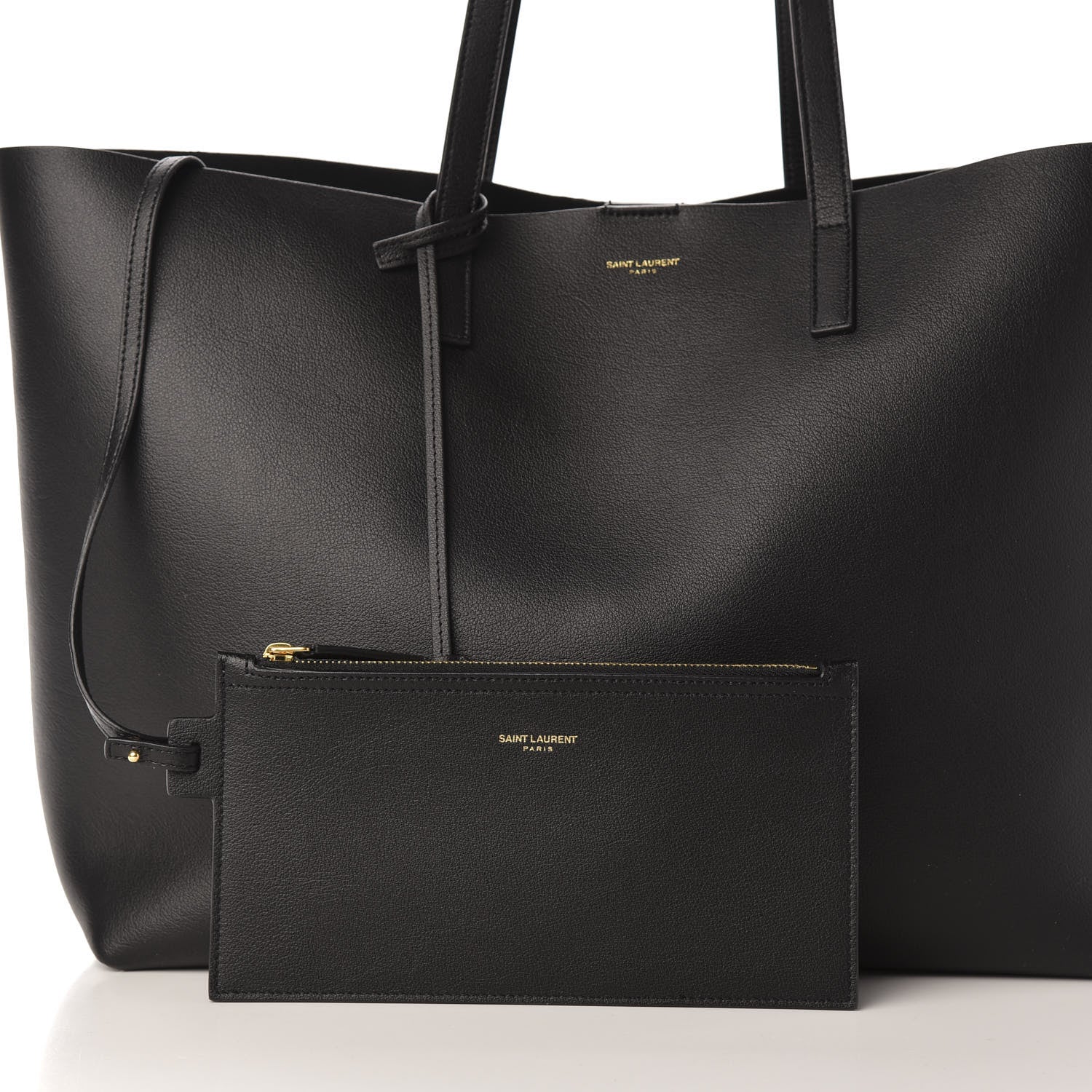 Saint Laurent Calfskin Large Shopping Tote Black 10 of 12