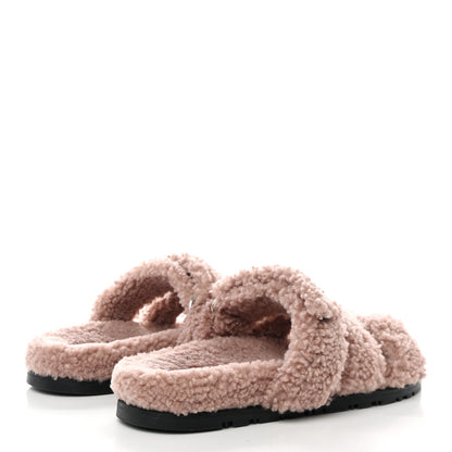 Hermes Woolskin Womens Chypre Sandals 36.5 Bois De Santal 4 of 9