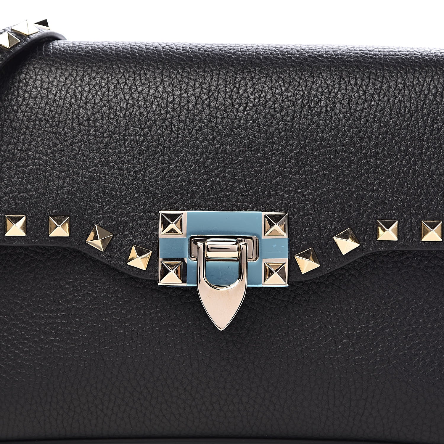 Valentino Garavani Pebbled Calfskin Medium Rockstud Flip Lock Crossbody Bag Black 9 of 9
