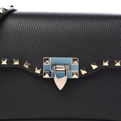Valentino Garavani Pebbled Calfskin Medium Rockstud Flip Lock Crossbody Bag Black 9 of 9