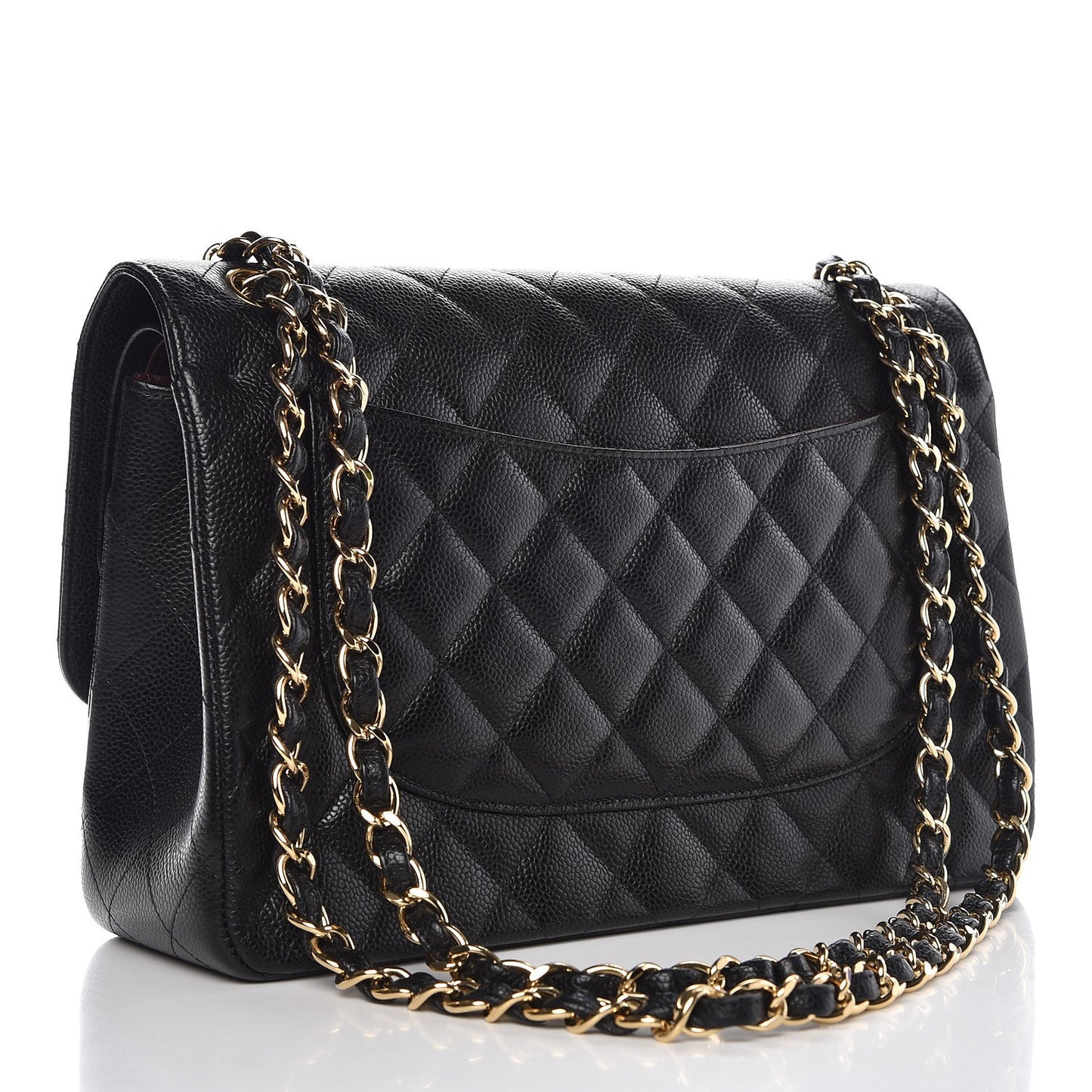 Caviar Quilted Jumbo Double Flap Black