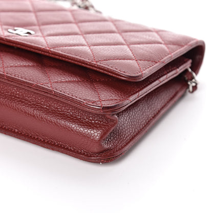 Chanel Caviar Quilted Wallet On Chain WOC Dark Red 10 of 11