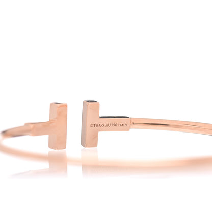 Tiffany 18K Rose Gold Diamond T Wire Bracelet 4 of 4
