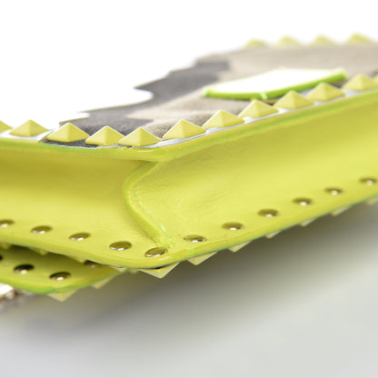 Valentino Garavani Nappa Canvas Camouflage Rockstud Chain Flap Crossbody Bag Fluo Yellow Multicolor 10 of 11