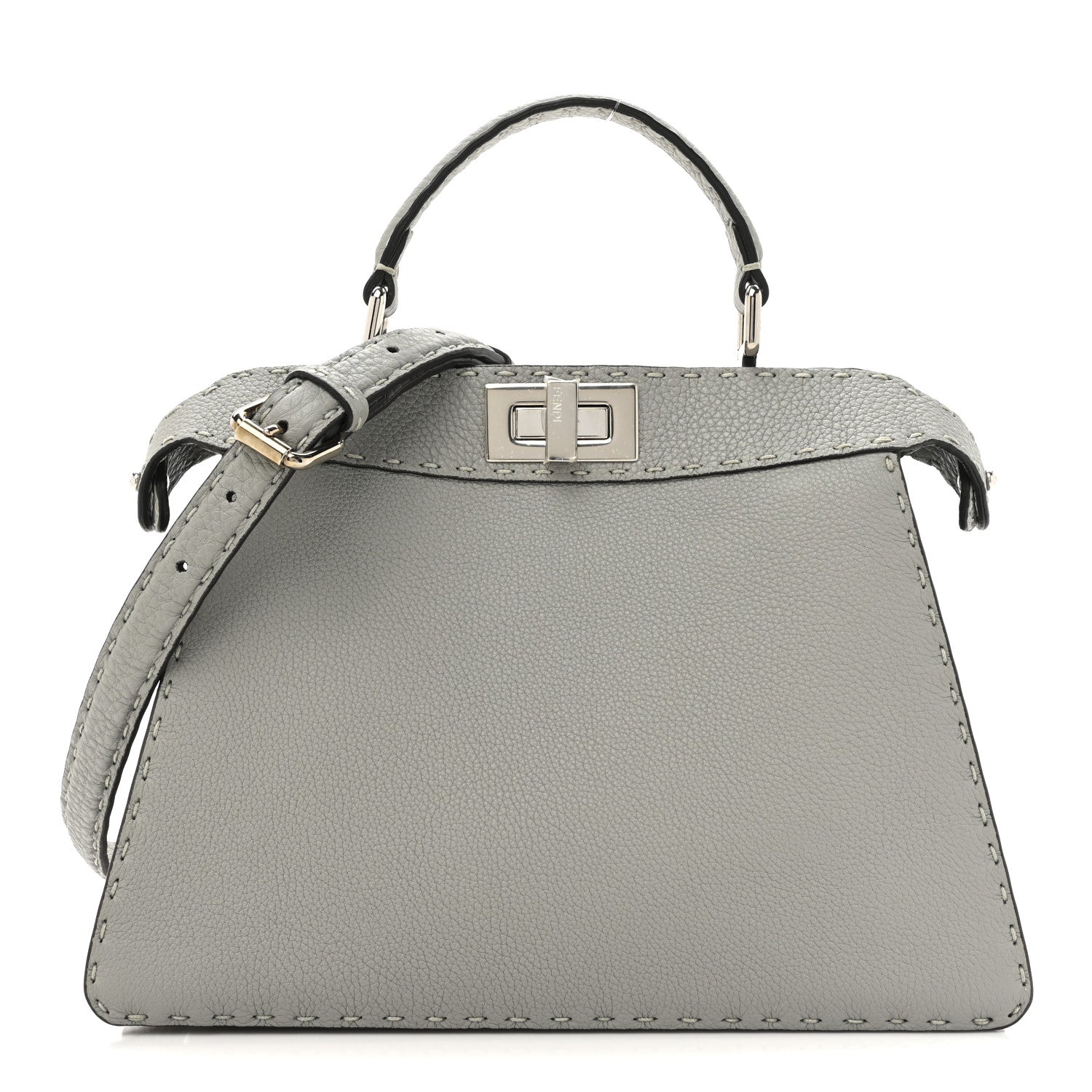 Fendi Cuoio Romano Selleria Bi-Color Small Peekaboo I SEE U Satchel Ghiaccio Asfalto 1 of 11