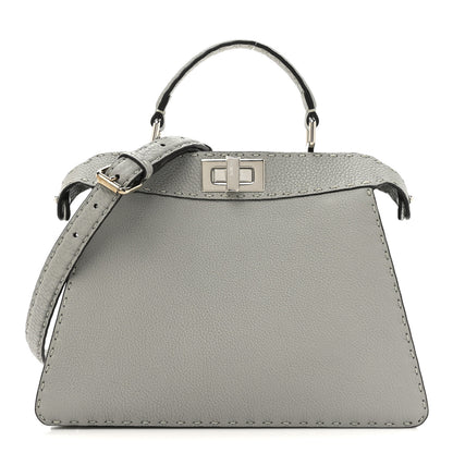 Fendi Cuoio Romano Selleria Bi-Color Small Peekaboo I SEE U Satchel Ghiaccio Asfalto 1 of 11