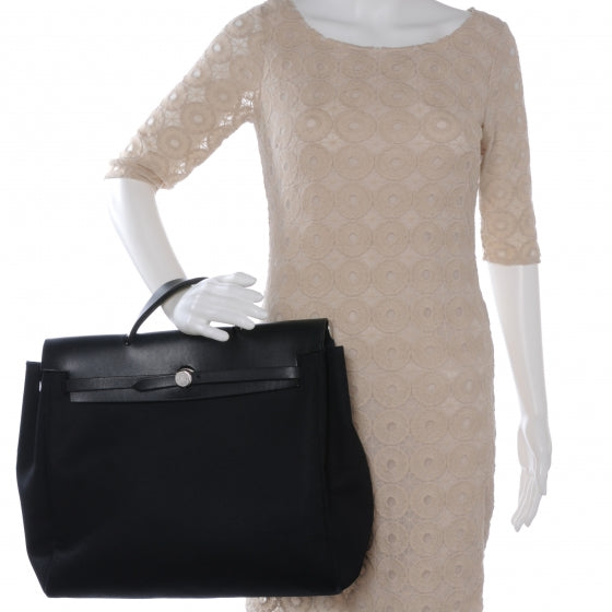 Hermes Toile Vache Calfskin Herbag 39 MM Black 2 of 8