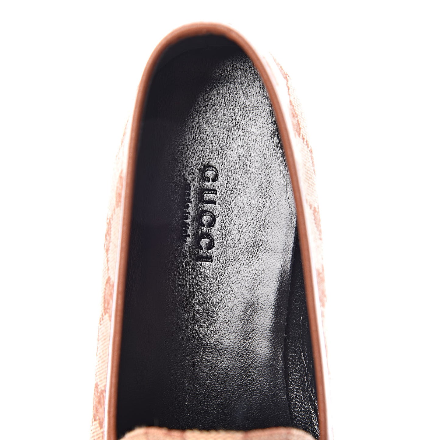 Canvas GG Monogram Horsebit Womens Jordaan Loafers 38 Beige Ruggine Rust